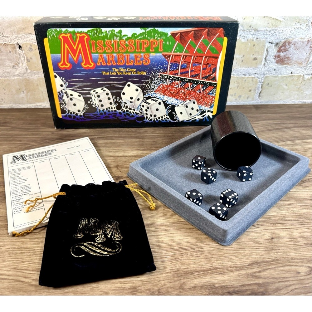 Vintage Mississippi Marbles Dice Game Night Complete 1988 Dawson Alliants Retro